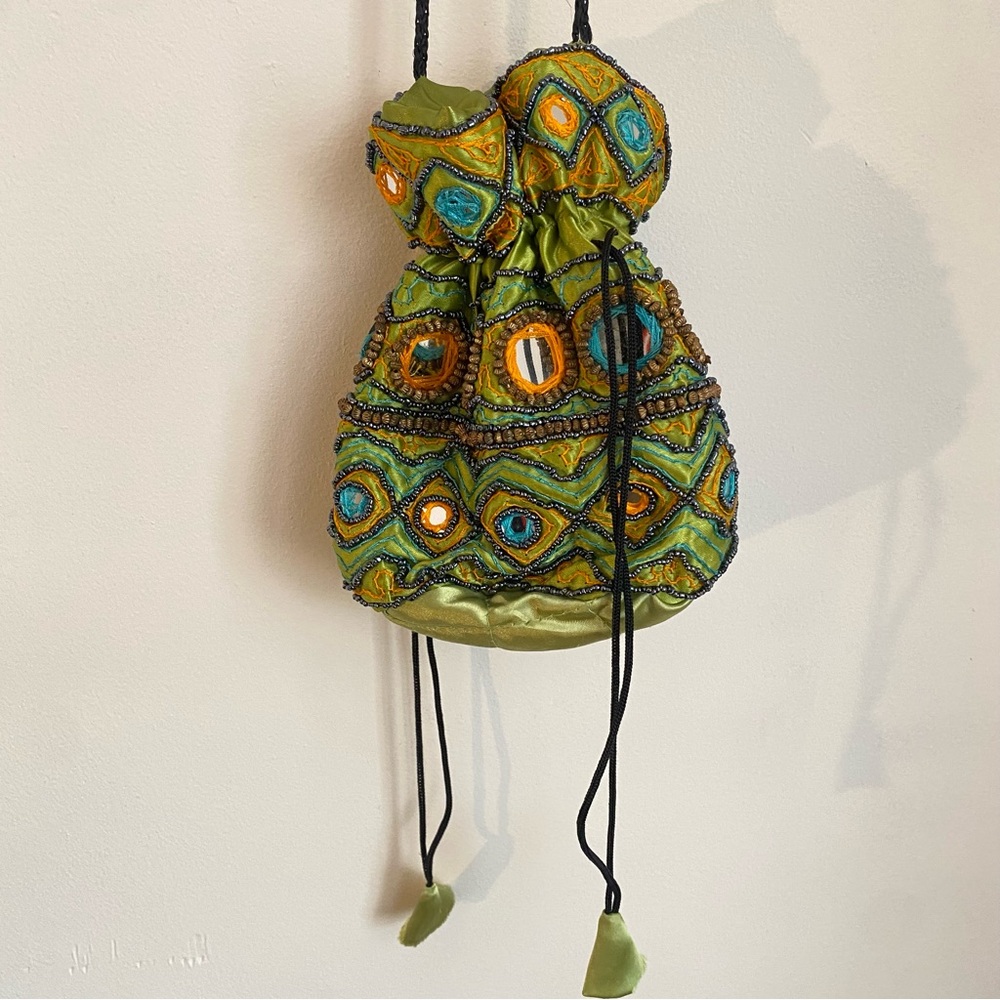 Vintage Green Drawstring Bag